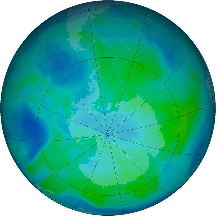 Antarctic ozone map for 23 February 2014